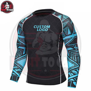 บริการ OEM เสื้อผ้าสำหรับต่อสู้คุณภาพสูง พิมพ์ลายตามสั่ง เสื้อรัดกล้ามเนื้อแขนยาวสำหรับผู้ชาย MMA ผลิตจากโพลีเอสเตอร์/สแปนเด็กซ์/ไนลอน 220 กรัม แห้งเร็ว - Product Image 4