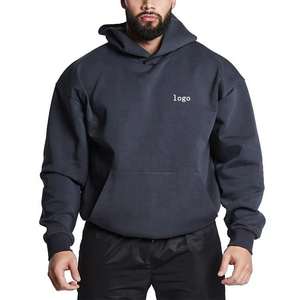 Sweat à capuche surdimensionné pour homme, 100% coton, lourd, de luxe, pull uni, impression personnalisée, épaules tombantes - Product Image 4
