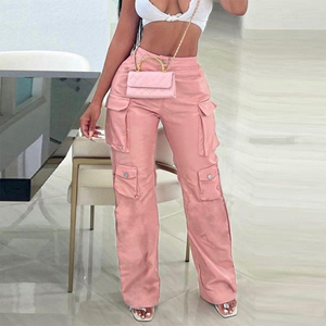 Fabricant sur mesure OEM, pantalon baggy en cuir de taille haute Streetwear, pantalon en cuir à jambes larges, pantalon cargo en cuir décontracté pour femmes - Product Image 3