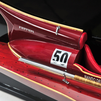 H068 - Maquette de bateau rapide hydroplanier Ferrari à demi-coque, artisanat en bois rustique vintage, étagère murale, décoration nautique pour la maison et le bureau