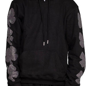 100% haute qualité poids lourd français coton éponge pull hommes personnalisé strass à capuche pour l'hiver - Product Image 2