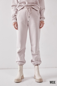 Chándal de algodón 2023 de gran tamaño, sudadera con Tobillo pulido de dos piezas con puños, color Beige, artículo personalizado de alta GSM OEM, 100% - Product Image 3