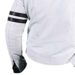Chaqueta de Cuero de Oveja de Invierno para Hombre de Primera Calidad con Tejido Transpirable de Lona, Cierre de Cremallera, Colores Blanco y Negro - Product Image 6