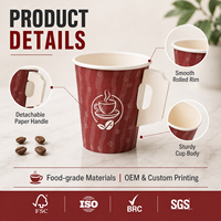 Modern Kafe Kahve Dükkanı Paket Servisi Çok Yönlü Profesyonel Gıda Sınıfı Sertifikalı BPA İçermeyen Toksik Olmayan Saplı Kağıt Bardak