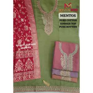 Conjunto de traje sin costuras con brillo de algodón puro para mujer más vendido, tela suave y brillante con atractivo tradicional disponible para la venta - Product Image 3