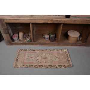 พรมขนสัตว์ตุรกีสีเบจ330ft 140 x วินเทจงานปะติดดีไซน์คลาสสิกแฮนด์เมดสำหรับห้องนั่งเล่นสำหรับวัยรุ่น - Product Image 4