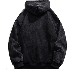 Custom Men's Black Regular Fit Winter Hoodie 100% Organic Cotton Fleece (300gsm) | Distressed Acid Wash Eco-Friendly Streetwear - Product Image 2