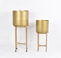 Support de plante circulaire en fer léger, finition dorée galvanisée, design moderne et personnalisé |   Support de pot de plante en métal d'intérieur de style nordique pour jardin