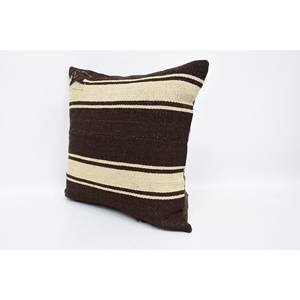 Brown Wool Kilim Patchwork <b>Pillow</b> 16x16 Inch Luxury Rustic Design Vintage Fluffy Printed Floral Patterns Woven Silk for Bedding - Product Image 4