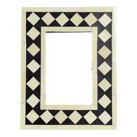 Cadre photo de table moderne léger, luxueux, fait main, en zinc avec incrustation d'os, motif floral vertical, impression offset