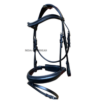 Bridon pour cheval en cuir NIDA-P158 de qualité supérieure, teint en cuve, confortable et durable, avec nezier en cuir verni et strass