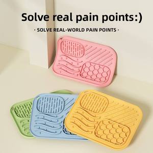 New <b>Silicone</b> Pet Slow-Feeding <b>Mat</b> for Dogs & Cats Anti-Spill Suction Cup Portable Outdoor Travel Bowl - Product Image 1