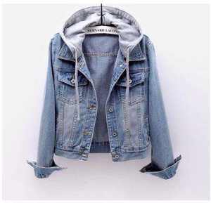 Veste en jean pour femmes avec capuche Manteau en jean décontracté à manches longues - Product Image 6