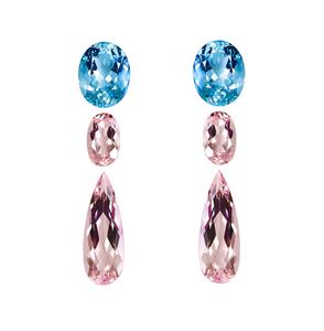 Earrings Layout Lab Grown bundle <b>Aquamarine</b> and Morganite Ovals and Pears shape Loose Gemstone flame fusion 3x5mm to 20x30mm - Product Image 1