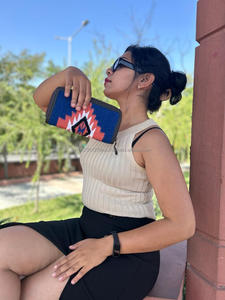 Cartera Multiusos de Cuero Acolchado Azteca para Mujer, Cartera de Mano Multicolor de Cuero Occidental, Novedad - Product Image 5