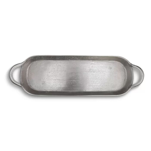 Plat de service rond en aluminium en gros avec poignées, finition gris étain élégante, plat à nourriture en métal pour la maison, l'hôtel, le restaurant - Product Image 6