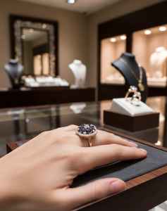 Anillo de Plata de Ley 925 con Diseño Único y Exclusivo con Diamantes Moissanite y Piedra Púrpura - Product Image 3