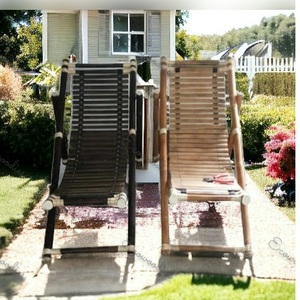 Chaise longue en bambou pour hôtel de luxe, lot de 2 chaises de plage pliables pour la piscine, lit de bronzage réglable en bambou pour les loisirs - Product Image 1