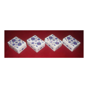 Most Exclusive Handmade Pure White Marble With Mother of Pearl Inlay Work <b>Ramadan</b> Festival <b>Boxes</b> Marble Inlay Decoration <b>Boxes</b> - Product Image 1