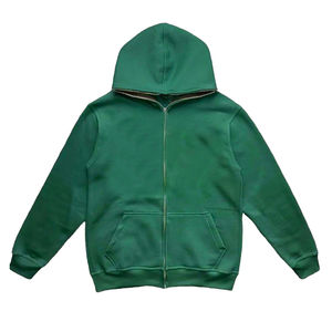 OEM personalizado ropa de calle de cara completa con cremallera Unisex personalizado grueso suéter con cremallera sudaderas con capucha chaqueta de invierno con técnicas de teñido liso - Product Image 3