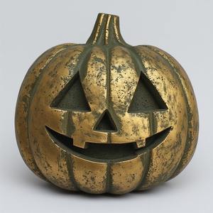 Lanterne citrouille décorative en aluminium, finition patine avec motif creux percé, créant une décoration festive chaleureuse pour Halloween - Product Image 5