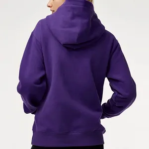 紫色3/4拉链棉毛圈套头衫女式连帽衫羊毛超大运动衫休闲透气棉女式连帽衫