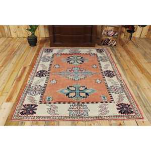 Turkish Vintage Area Rug 4,9x6,3 ft, <b>Red</b> <b>Wool</b> Rug - Product Image 1