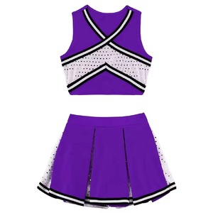 Costumes de danse professionnels en polyester en deux pièces uniformes de pom-pom girl imprimés pour adultes et enfants - Product Image 4
