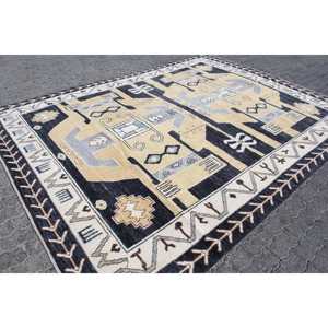 Alfombra Turca, Alfombra Extra Grande de 8.6x11 pies, Alfombra Azul con Diseño de Patchwork - Product Image 3