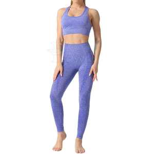 Ensemble de yoga pour femmes de marque privée de haute qualité personnalisé solide respirant taille élastique 2 pièces à séchage rapide léger à bas prix - Product Image 1