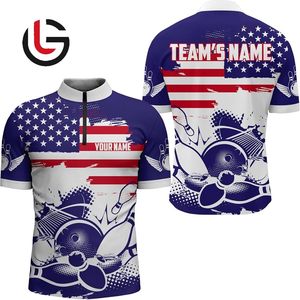 Polo de bolos con estampado personalizado para mujer 100% poliéster Spandex 180 200 gramos de peso transpirable buen azul negro diseño de moda - Product Image 3