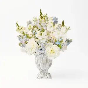 Contemporary <b>Small</b> White <b>Rattan</b> Vase Classical <b>Rattan</b> Interior Vase for <b>Table</b> Decoration - Product Image 1