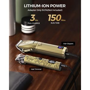 Kit de tondeuse à barbe sans fil pour hommes avec grand écran LED, étanche IPX7, inclut des guides de coupe, de l'huile pour lames, un ensemble complet de toilettage pour barbier et un sac de rangement - Product Image 6