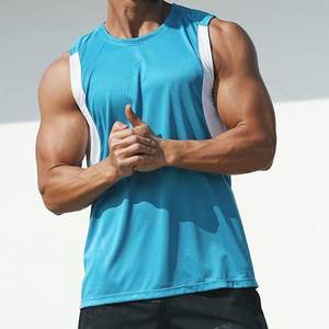 Débardeur sans manches haut uni lourd de luxe pour homme impression personnalisée logo anti-rides col rond haut vierge oversize - Product Image 5