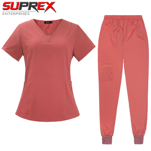 Ensemble de blouses médicales unies haut de gamme pour femmes avec tissu extensible respirant, pantalon de jogging confortable et tenue d'infirmière moderne - Product Image 5
