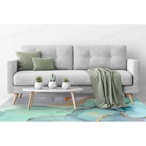 Tapis imprimé marbre abstrait : design moderne 3D doré de luxe, tapis en chenille - Product Image 2