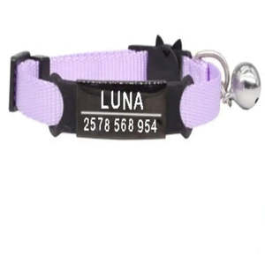 <b>Personalized</b> <b>Cat</b> and Dog <b>Collar</b> Simple Style with Jeweled Feature Solid Pattern Made of Nylon and Polyester - Product Image 6