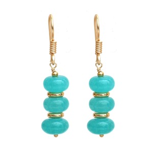Pendientes colgantes de amazonita azul verdoso diseño chapado en oro hecho a mano con cuentas espaciadoras joyería elegante de piedras preciosas para mujer - Product Image 2