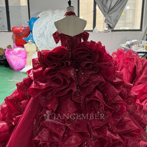 Vestido de noche rojo con volantes y corsé Jancember XS262 Princess Sweetheart - Product Image 6