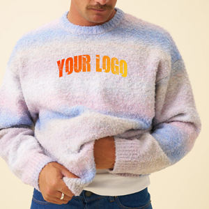 Jersey de cuello redondo de manga larga para hombre de Mohair de algodón 100% antiencogimiento con logotipo personalizado suéter peludo borroso - Product Image 1