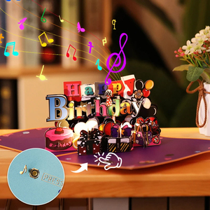 Biglietto di Auguri 3D Fatto a Mano con Busta e Etichetta Messaggio, Biglietto Pop-up per <span class=keywords><strong>Compleanno</strong></span> - Product Image 5