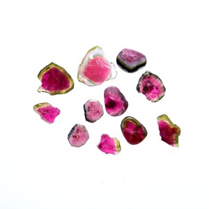 11 piezas de piedras preciosas sueltas de alta calidad turmalina Natural Bio rebanadas de sandía lote de piedras preciosas de rebanada de alta calidad - Product Image 4