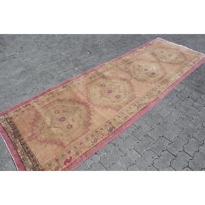 Tapis vintage 3,4 x 10,9 pieds, tapis turc, tapis marocain en laine marron - Product Image 3