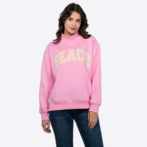 Logo personnalisé long devant automne/hiver nouvelles femmes vêtements de rue couleur unie décontracté col roulé lâche coton pull sweats - Product Image 2