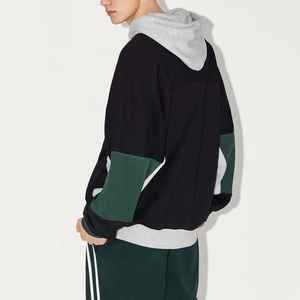 Sweat à capuche pour hommes surdimensionné personnalisé OEM couleur noir à capuche automne hiver Patchwork cordon sans poche sweat Streetwear - Product Image 4
