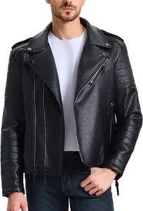 Veste en cuir noir de haute qualité pour hommes veste personnalisée avec manteau de plumes en gros à partir de 2025 Slim Fit - Product Image 5