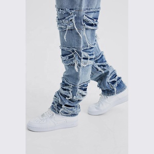 Denim personnalisé usine gros Street Trend hommes hip-hop Joggier pantalons de survêtement High Street Style respirant taille élastique lâche - Product Image 2