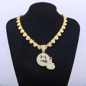 จี้ไอซ์เอาท์แบบออกแบบได้ตามต้องการสร้อย925สไตล์ฮิปฮอปของผู้ชายสร้อยคอเพชรโมอิสซาไนต์ประดับเพชรรูปหัวใจ - Product Image 2