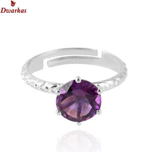 Anillo de amatista verde de Plata de Ley 925, banda ajustable, joyería de moda clásica para mujer para fiesta - Product Image 4