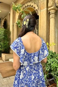 Ropa de fiesta de verano para mujeres indias, tejido Natural 100%, bloque de algodón impreso, elegante regalo de boda personalizado, vestido de suministro ODM - Product Image 3